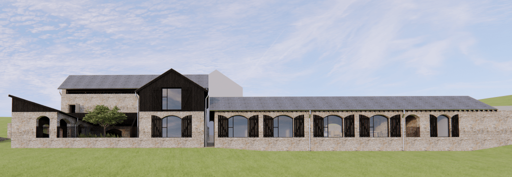 Elevation drawing of barn renovation.
